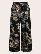 EMERY ROSE Elastic Waist Printed Casual Elegant Loose Wide Leg Pants For Women